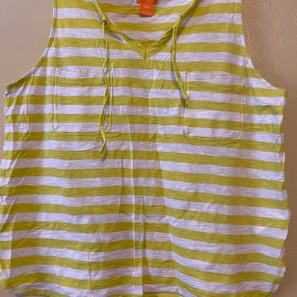 Joe Fresh yellow and white striped tank top
